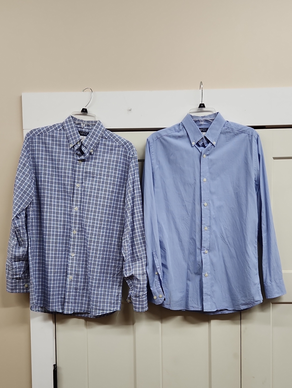 Two Men's Light Blue Button-Down Shirts — Casual Long Sleeve